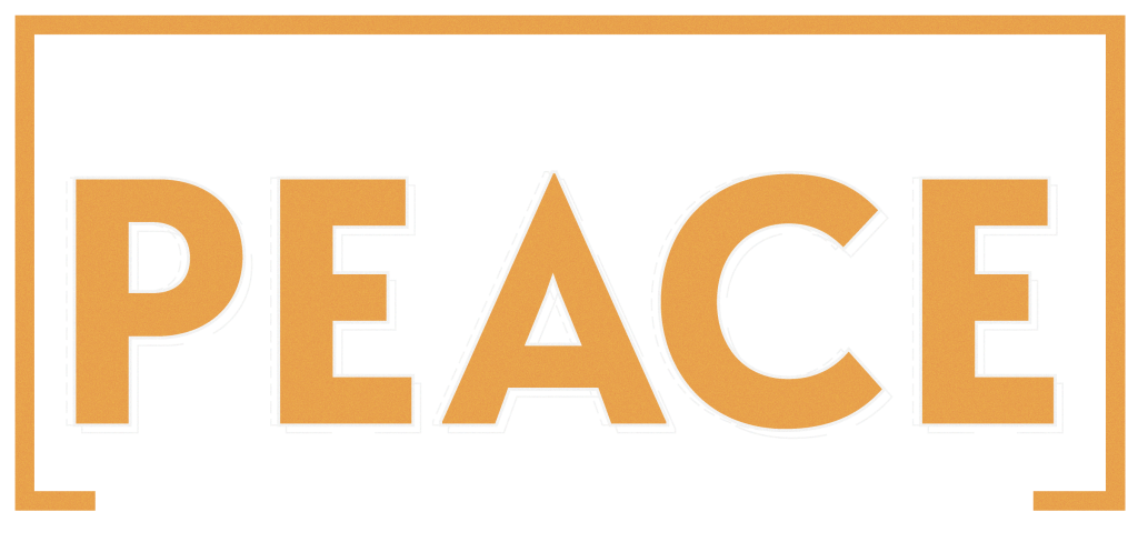 White graphic with bold orange text reading "PEACE" and lighter text above and below reading "Blueprint for" and "Kalamazoo.